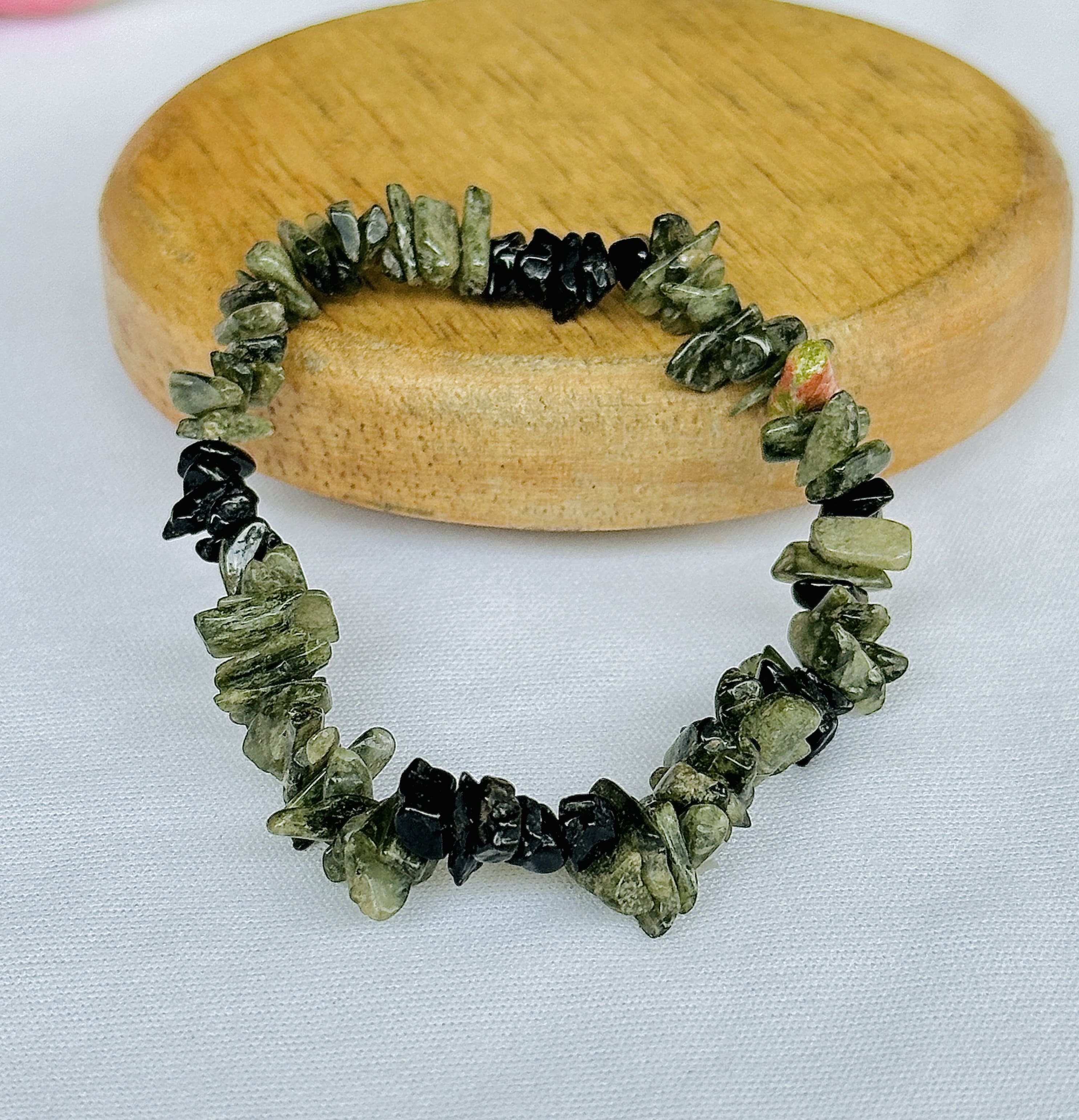 Green Turmaline Raw Bracelet - Abhimantrit & Certified